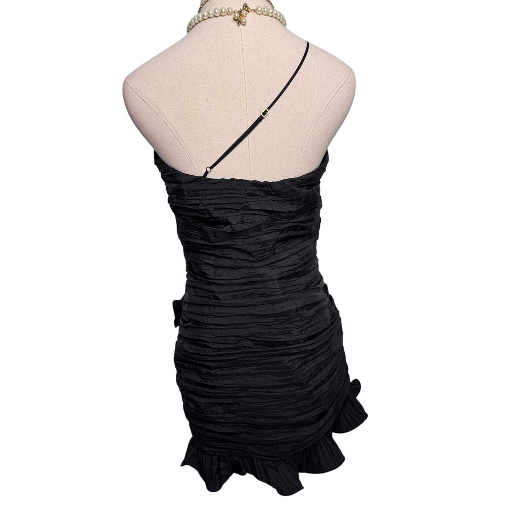 LoveShackFancy ​Brenaya Ruffle Flower Mini Bodycon Dress black size 6 - Picture 10 of 16
